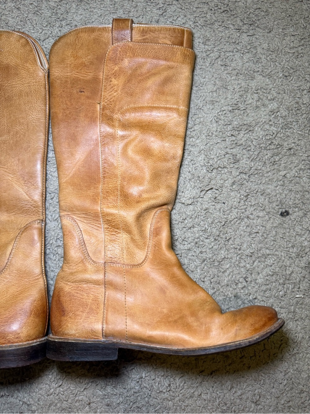 Frye Tall Leather Riding Boots in Cognac Brown - Picture 4 of 10